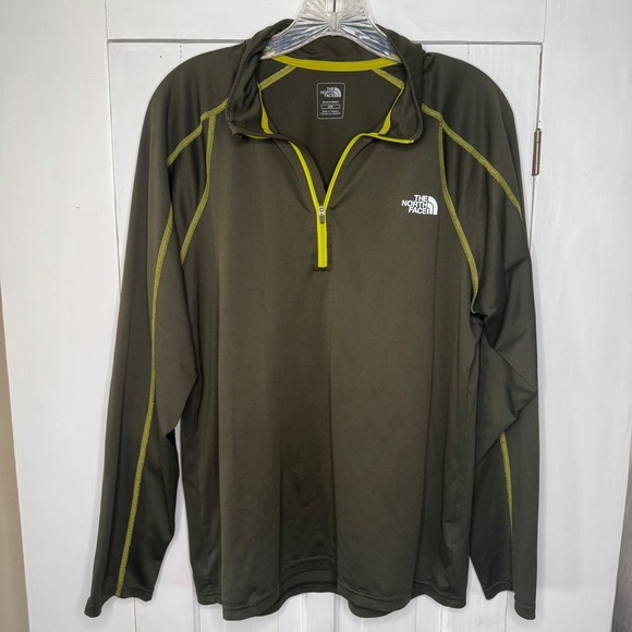 The North Face Other - The North Face Men's Size Medium 1/4 Zip Pullover Olive Green Lime Stitching
